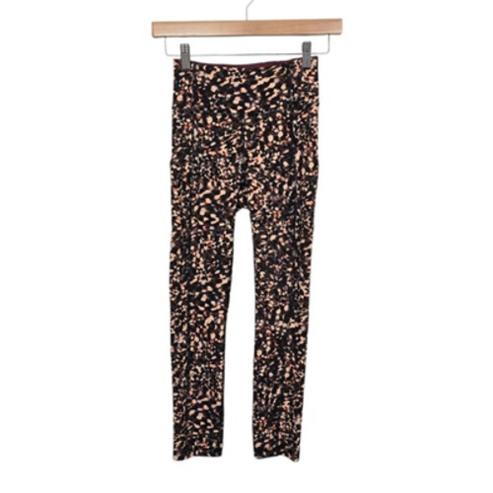 Lululemon Pants Womens 2 Black Pink Patterned High Rise Yoga Leggings Pocket Gym